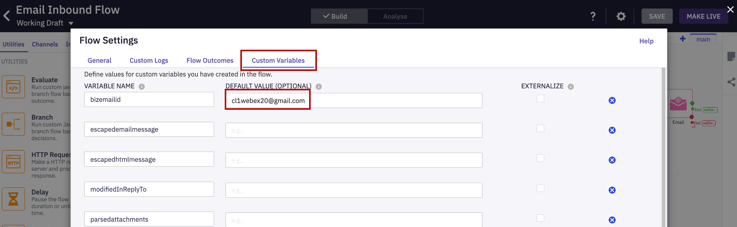 Custom Variables Configuration