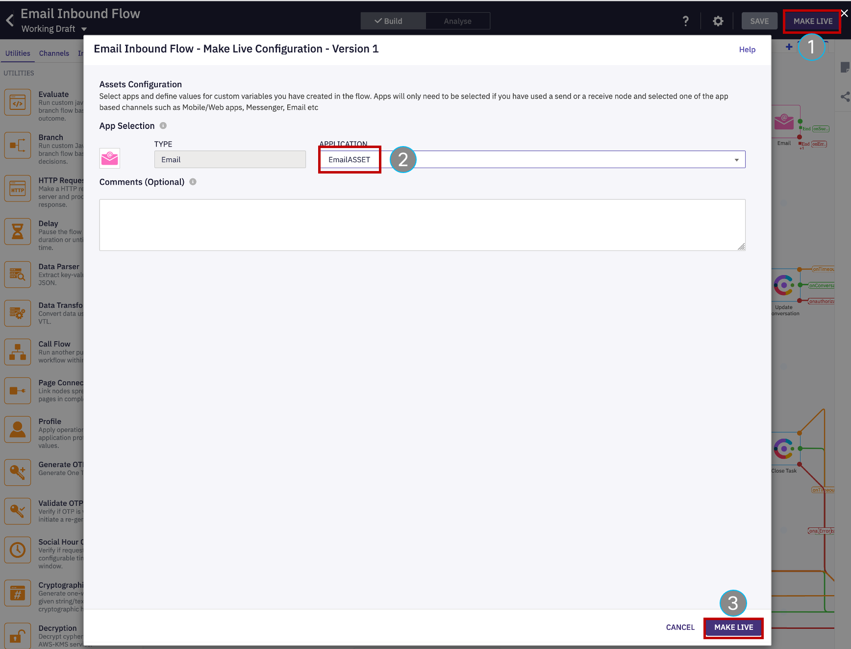 Make Email Flow Live