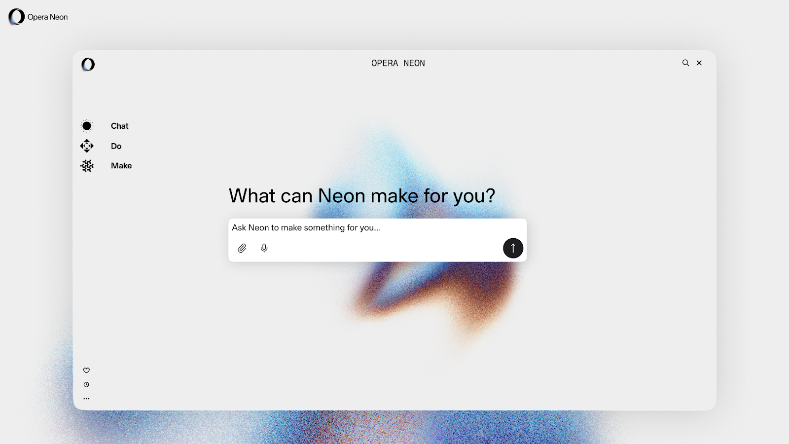 Opera AI browser interface